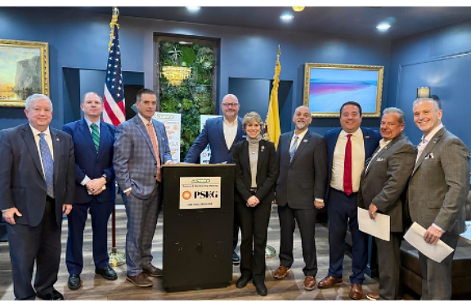 NJ SEED Executive Committee and Policy Chairs standing together at The Lobby Club